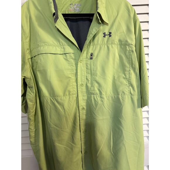 Under Armour Loose Heat Gear Size 2XL Green Fishing Short Sleeve Shirt - Picture 5 of 5